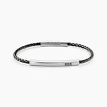 Bracelet Jourdan Cuir De Vache Noir Diamant Synth&eacute;tique - Bracelets cuir Homme | Marc Orian