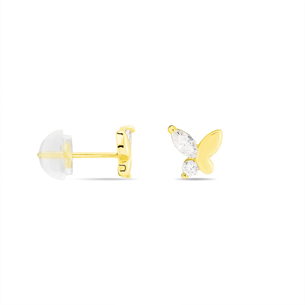 Boucles D'oreilles Puces Evaelle Papillon Or Jaune Oxyde De Zirconium - Puces Femme | Marc Orian