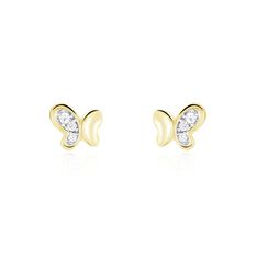 Boucles D'oreilles Puces Evaelle Papillon Or Jaune Oxyde De Zirconium - Clous d'oreilles Femme | Marc Orian