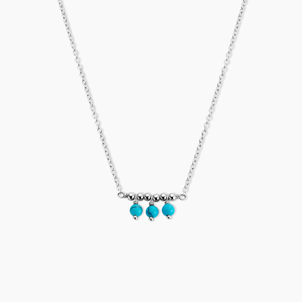 Collier Della Argent Blanc Turquoise - Colliers avec pierres Femme | Marc Orian