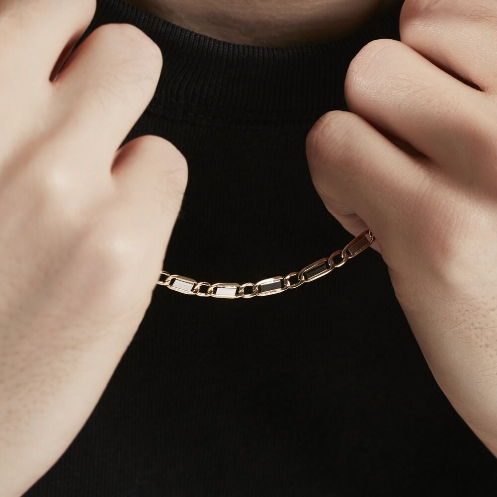 Collier Danae Plaquette Or Bicolore - Chaines Homme | Marc Orian