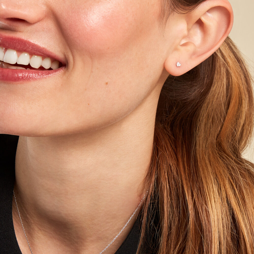 Boucles D'oreilles Puces Ziya Argent Blanc Oxyde De Zirconium - Puces Femme | Marc Orian
