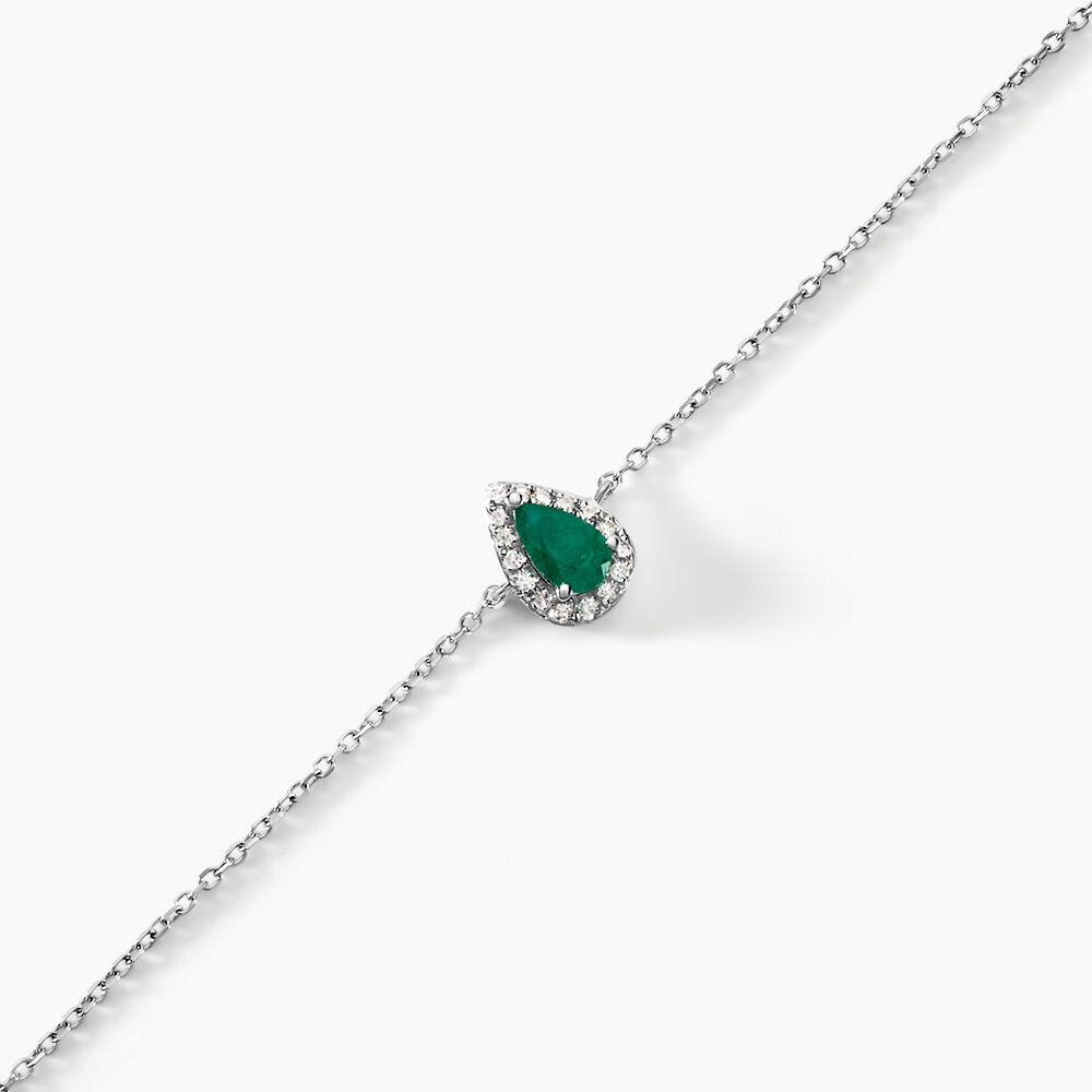 Bracelet Juliettina Or Blanc Emeraude Et Diamant - Bracelets chaînes Femme | Marc Orian