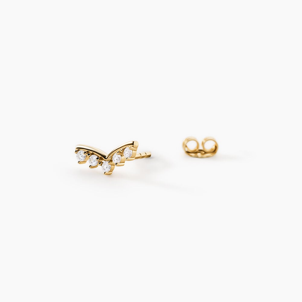 Boucles D'Oreilles Puces Ombeline Argent Dor&eacute; A L'Or 750/1000 Oxyde De Zirconium - Puces Femme | Marc Orian