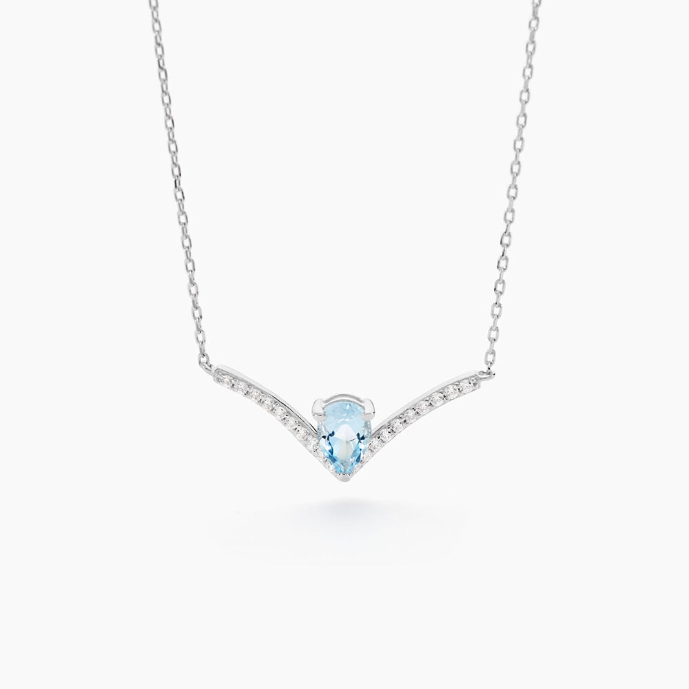 Collier Marlene Or Blanc Topaze Et Oxyde De Zirconium - Colliers avec pierres Femme | Marc Orian