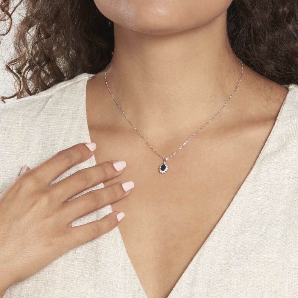Pendentif Or Blanc Saphir Diamants - Pendentifs Femme | Marc Orian