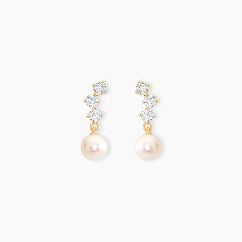 Boucles D'oreilles Pendantes Taiss Or Jaune Perle De Culture - Boucles d'oreilles mariage Femme | Marc Orian