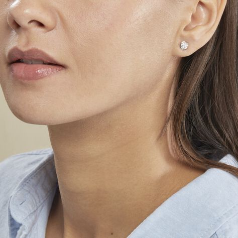 Boucles D'oreilles Puces Edmee Cercle 0 Or Rose Strass - Clous d'oreilles Femme | Marc Orian