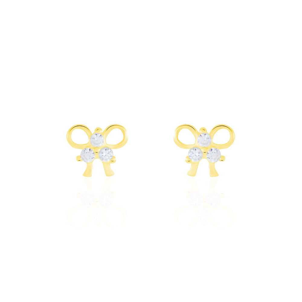 Boucles D'oreilles Puces Darina Noeud Or Jaune Oxyde De Zirconium - Puces Famille | Marc Orian