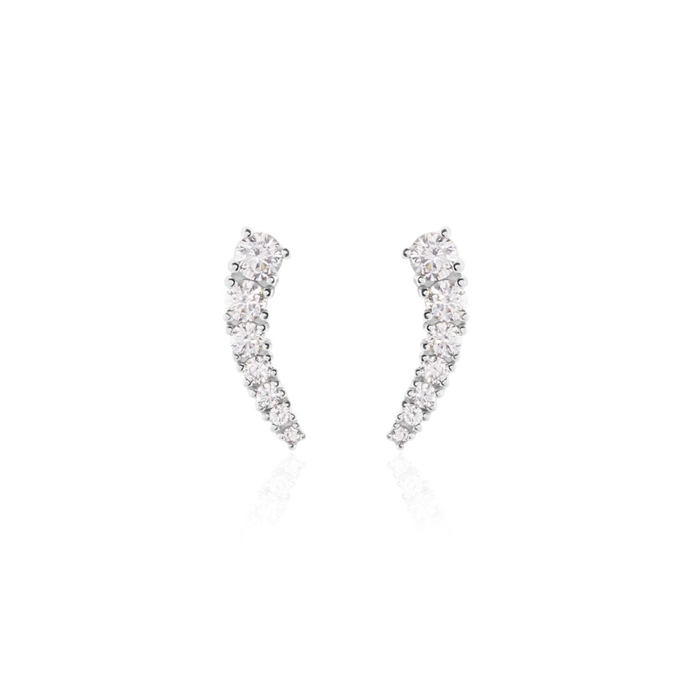 Boucles D'oreilles Grimpantes Aldrick Argent Blanc Oxyde De Zirconium - Piercings d'oreilles Femme | Marc Orian