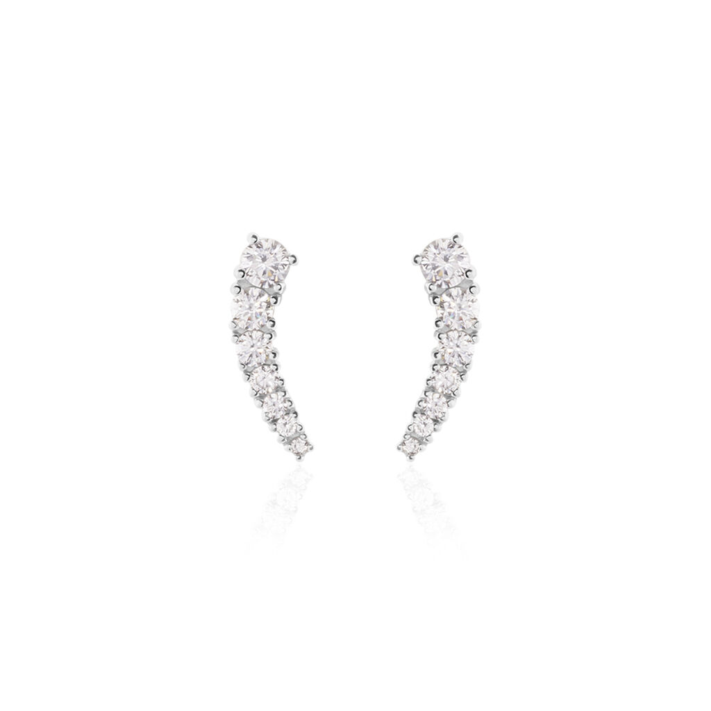 Boucles D'oreilles Grimpantes Aldrick Argent Blanc Oxyde De Zirconium - Piercings d'oreilles Femme | Marc Orian