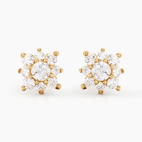 Boucles D'oreilles Puces Manus Or Jaune Oxyde De Zirconium - Puces Femme | Marc Orian