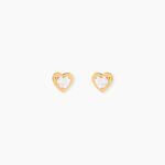 Boucles D'oreilles Puces Dot Coeur Plein Or Jaune Oxyde De Zirconium - Puces Femme | Marc Orian