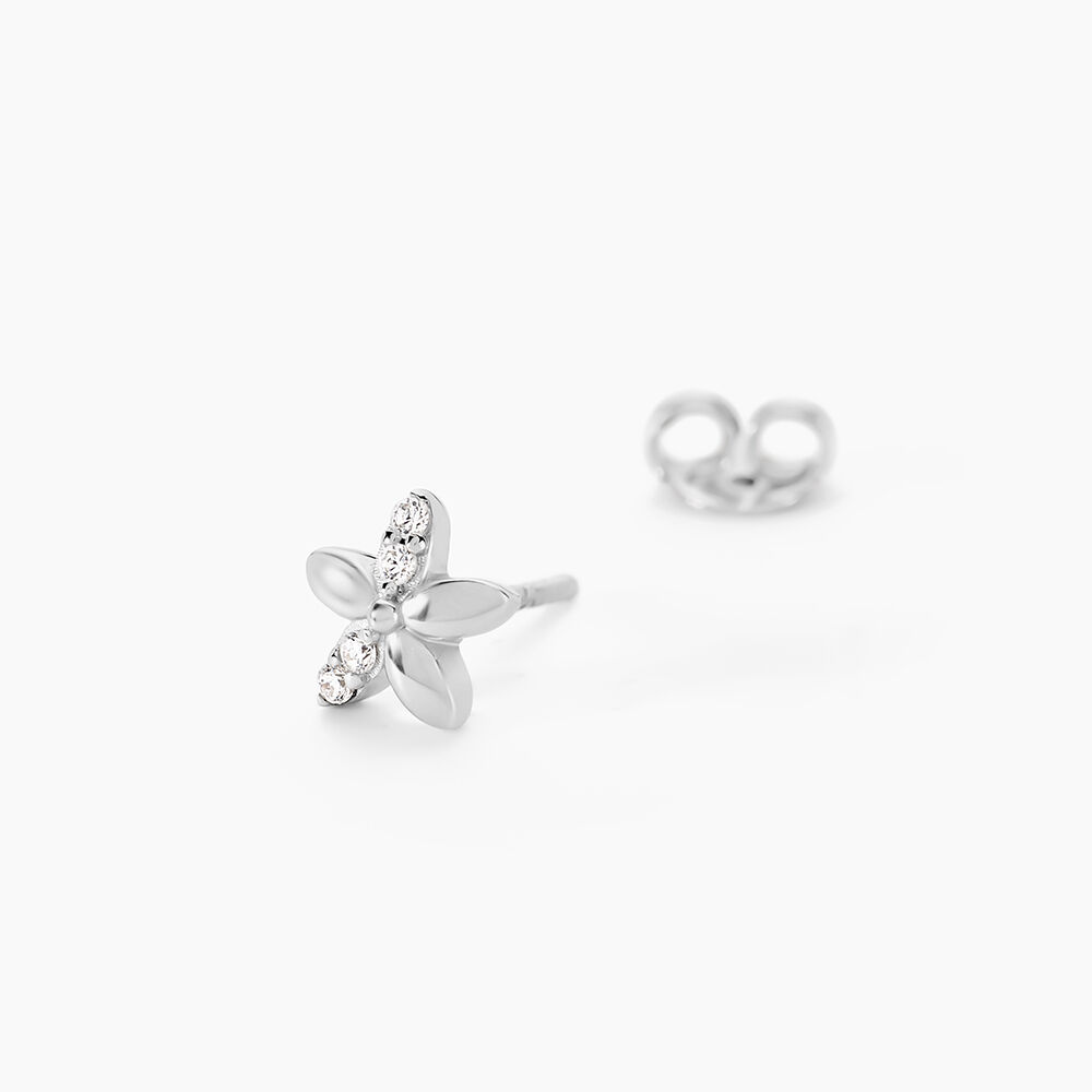 Boucles D'oreilles Puces Darline Argent Blanc Oxyde De Zirconium - Puces Femme | Marc Orian