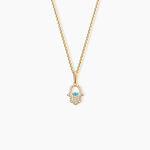 Pendentif Fatima Argent Dor&eacute; A L'Or 750/1000 Oxyde De Zirconium - Bijoux fantaisie Femme | Marc Orian