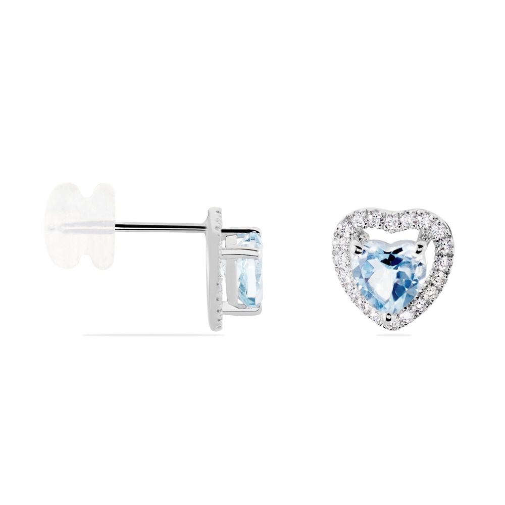 Boucles D'oreilles Puces Or Blanc Ashraf Topazes Oxydes De Zirconium - Puces Femme | Marc Orian