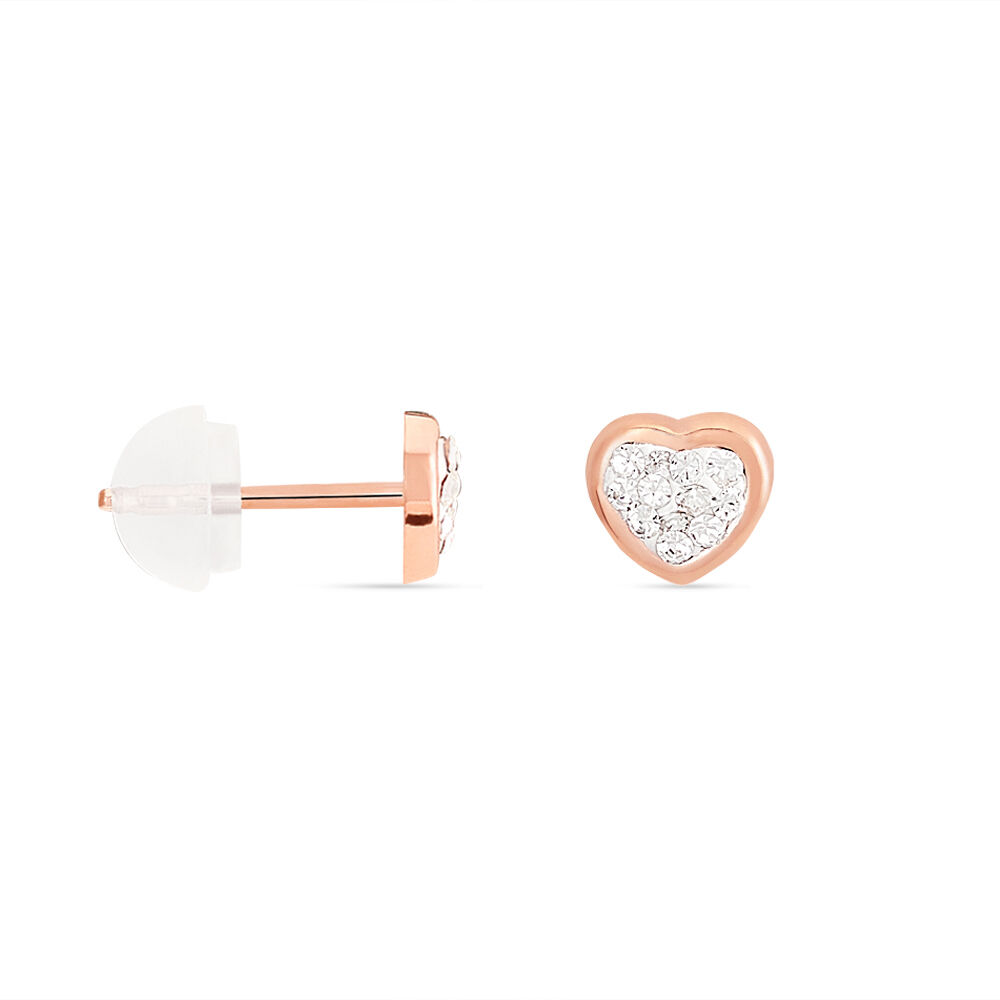 Boucles D'oreilles Puces Daria Cœur 0 Or Rose Strass - Puces Femme | Marc Orian
