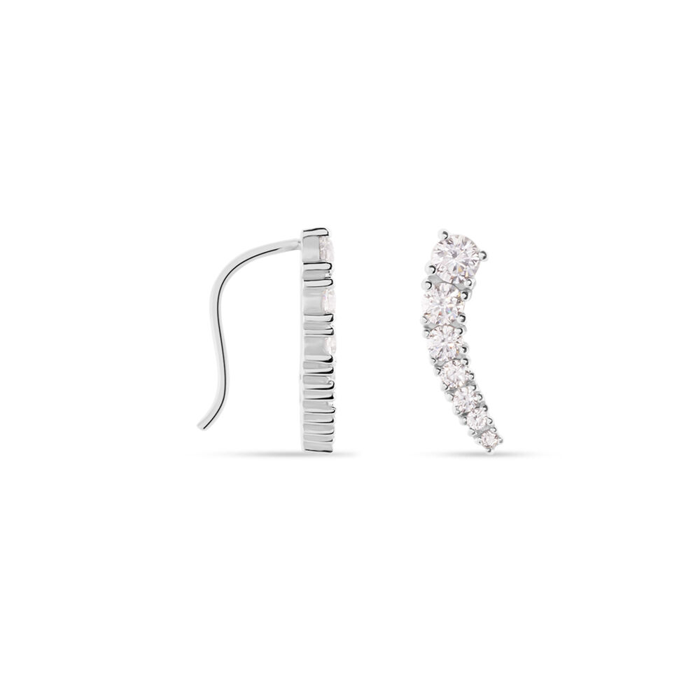 Boucles D'oreilles Grimpantes Aldrick Argent Blanc Oxyde De Zirconium - Piercings d'oreilles Femme | Marc Orian