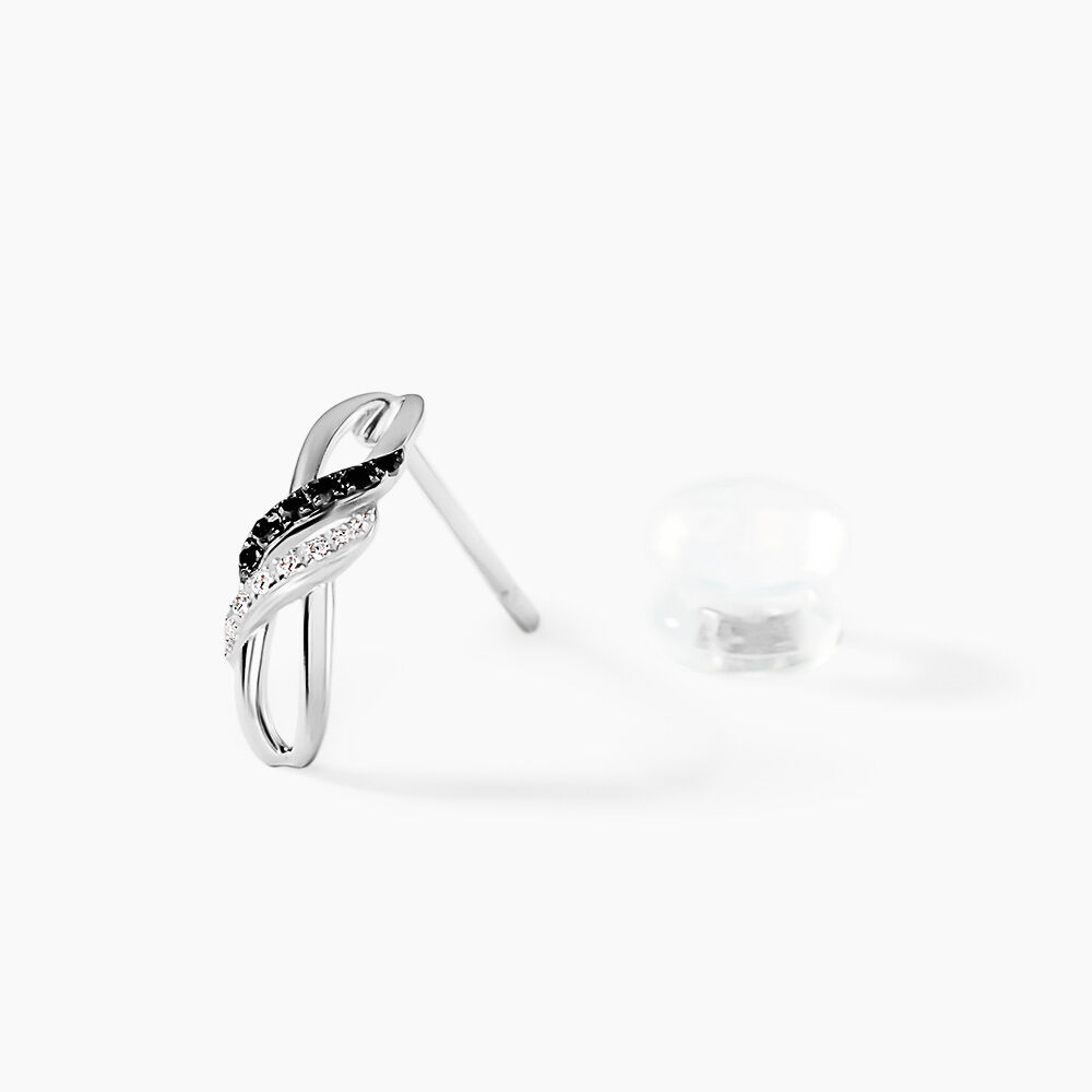 Boucles D'oreilles Puces Aline Or Blanc Diamant - Puces Femme | Marc Orian