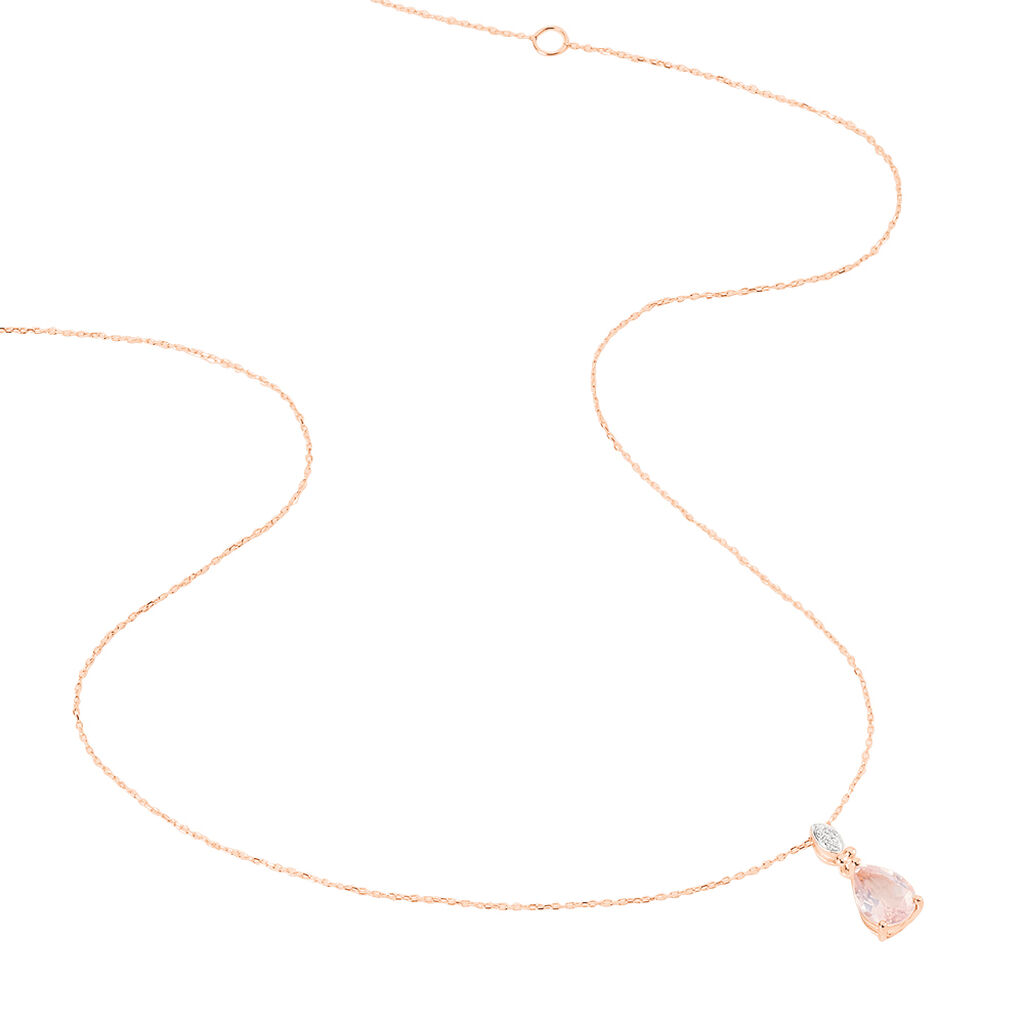 Collier Or Rose Quartz Et Diamant - Colliers Femme | Marc Orian