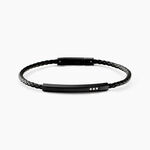 Bracelet Jourdan Cuir De Vache Noir Diamant Synth&eacute;tique - Bracelets cuir Homme | Marc Orian