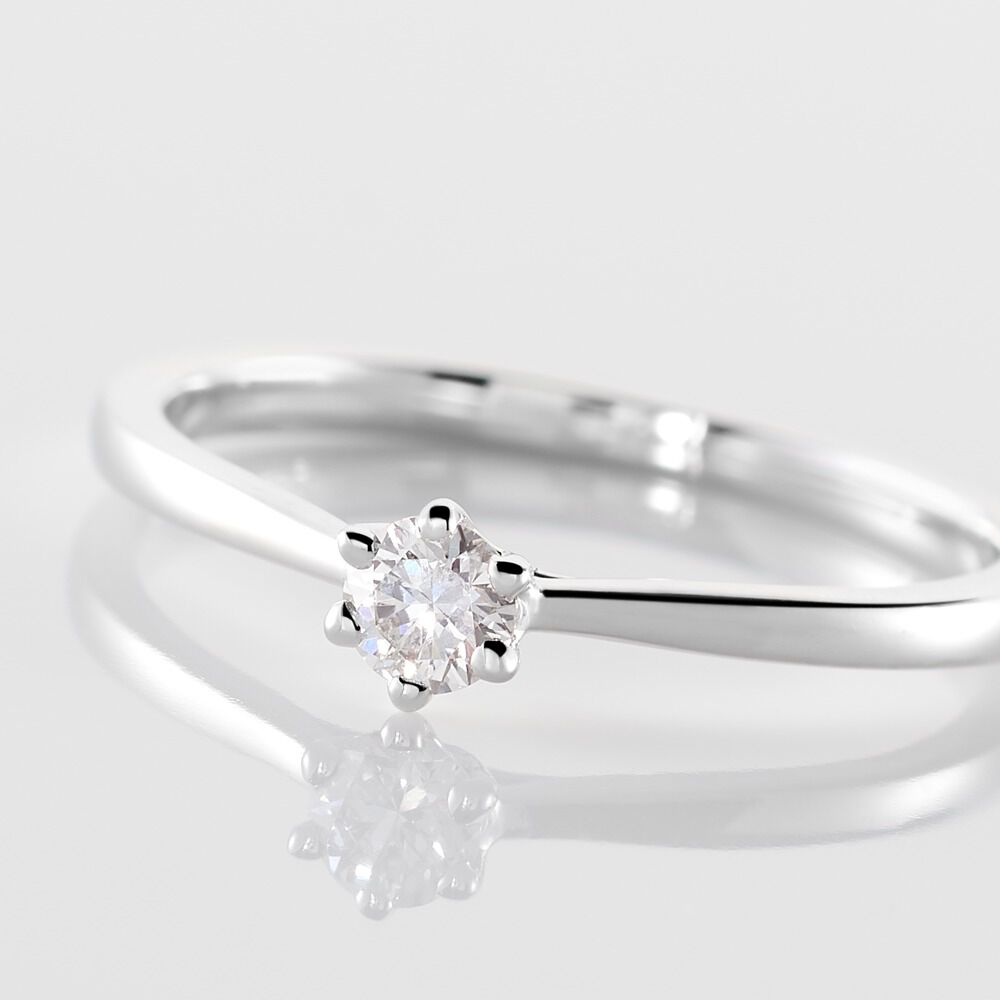 Bague Solitaire Athena Or Blanc Diamant - Parures de mariage Femme | Marc Orian