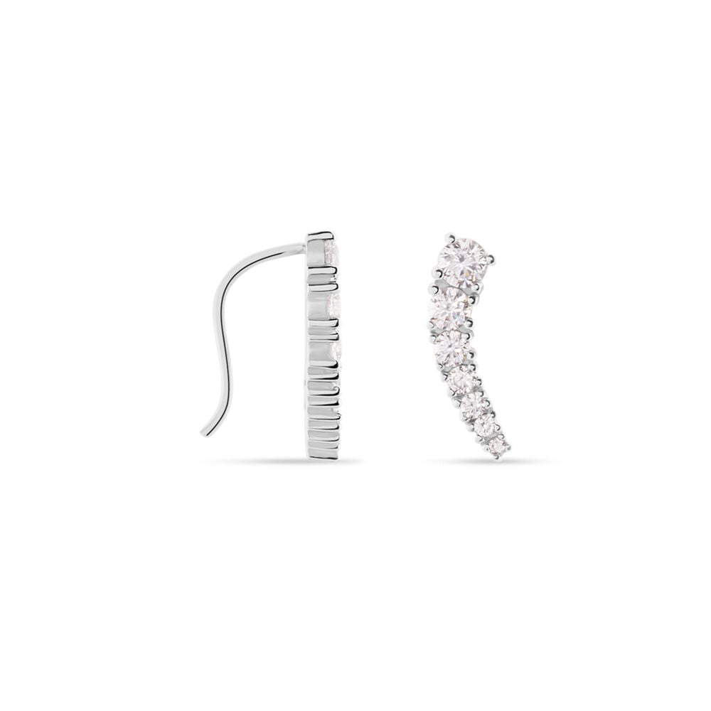 Boucles D'oreilles Grimpantes Aldrick Argent Blanc Oxyde De Zirconium - Piercings d'oreilles Femme | Marc Orian