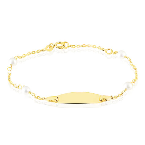 Bracelet Identité Gaspardine Maille Forçat Or Jaune Perle De Culture - Gourmettes Enfant | Marc Orian