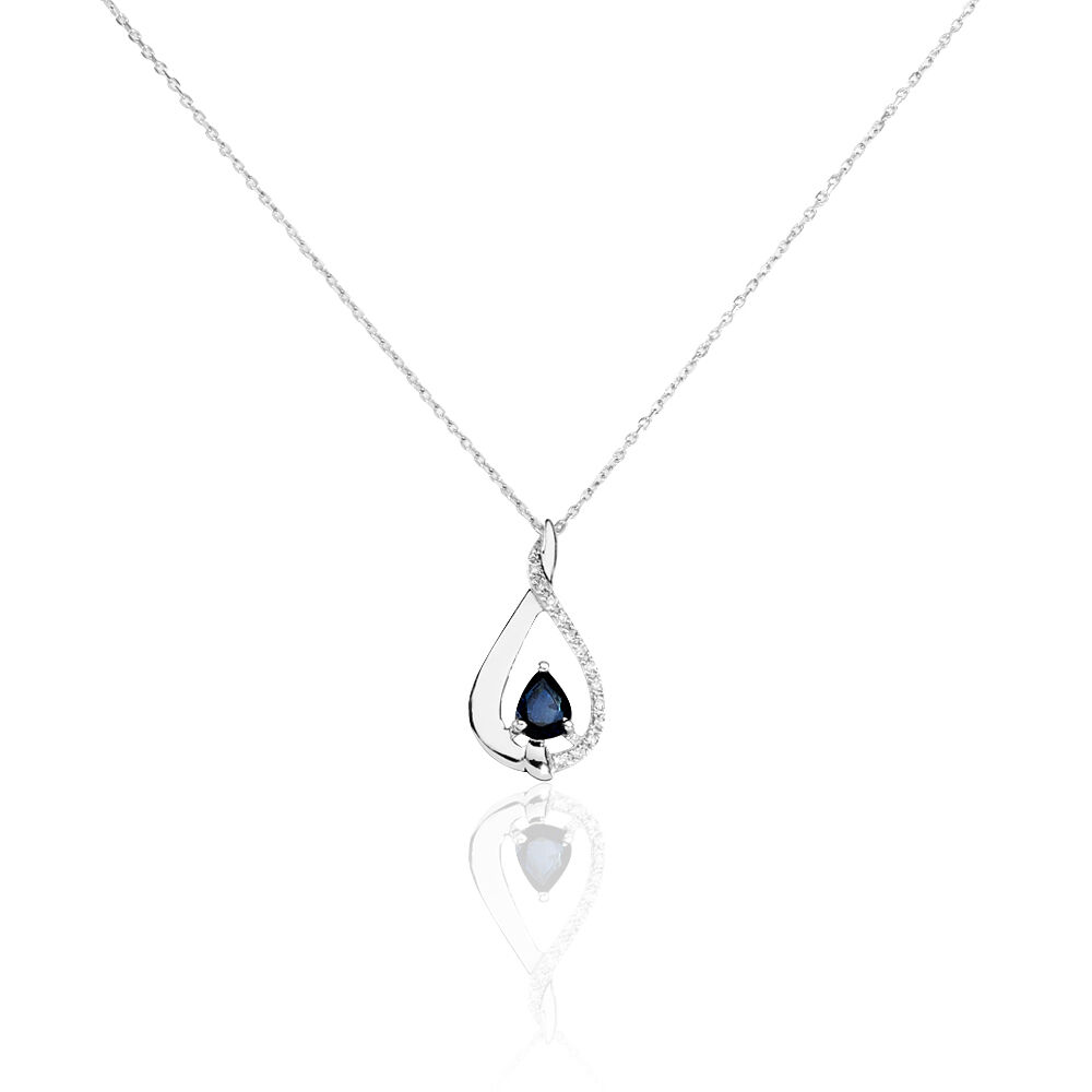 Collier Boucla Or Blanc Saphir Et Diamant - Colliers avec pierres Femme | Marc Orian