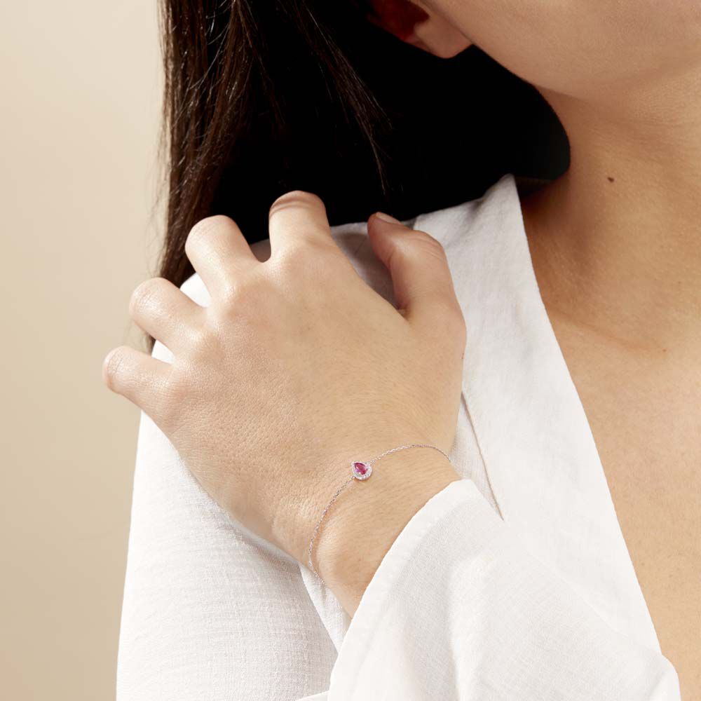 Bracelet Juliettina Or Blanc Rubis Et Diamant - Bracelets chaînes Femme | Marc Orian