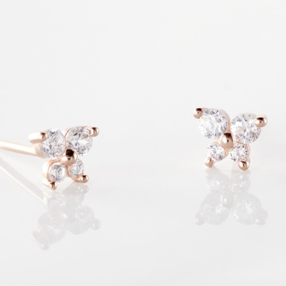 Boucles D'oreilles Puces Or Rose Oxydes De Zirconium - Puces Femme | Marc Orian