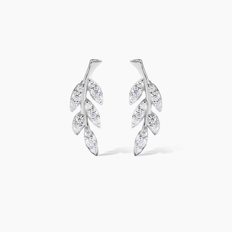 Boucles D'oreilles Puces Alma Argent Blanc Oxyde De Zirconium - Puces Femme | Marc Orian