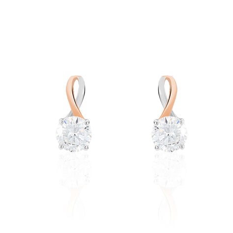 Boucles D'oreilles Pendantes Micheline Or Bicolore Oxyde De Zirconium - Pendantes Femme | Marc Orian