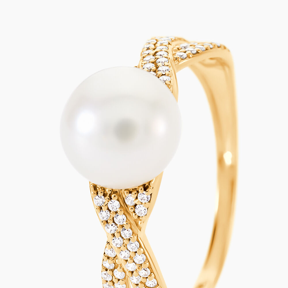 Bague Maria-theresa Or Jaune Perle De Culture Et Oxyde De Zirconium - Bagues vintage Femme | Marc Orian