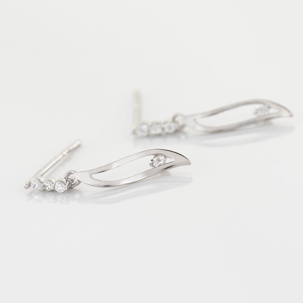 Boucles D'oreilles Pendantes Ysanna Or Blanc Oxyde De Zirconium - Pendantes Femme | Marc Orian
