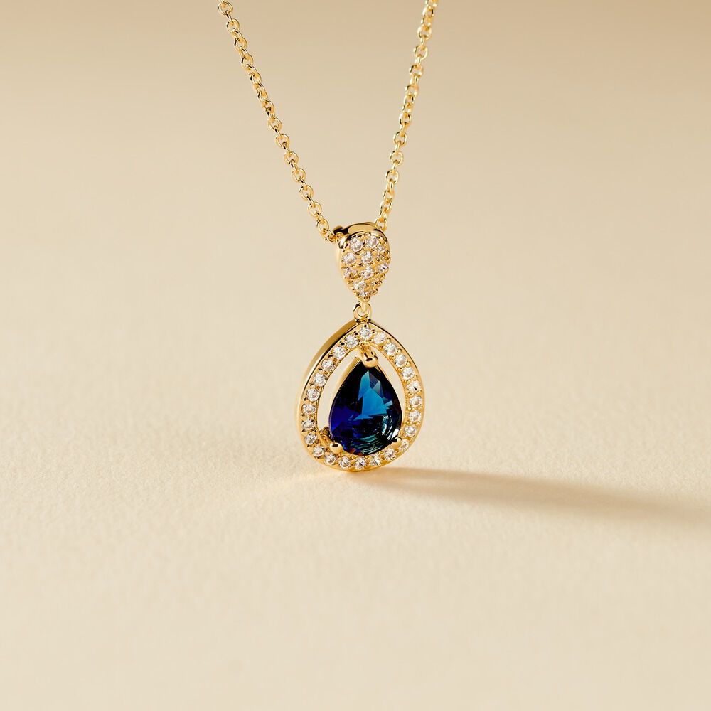 Collier Brigita Plaqu&eacute; Or Pierre De Synthese Et Oxyde De Zirconium - Colliers avec pierres Femme | Marc Orian