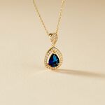 Collier Brigita Plaqu&eacute; Or Pierre De Synthese Et Oxyde De Zirconium - Colliers avec pierres Femme | Marc Orian