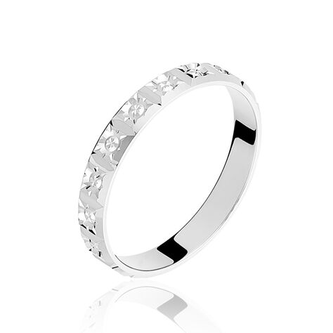 Alliance Marya Carree Diamantee Ruban Plat Or Blanc - Alliances duo Famille | Marc Orian