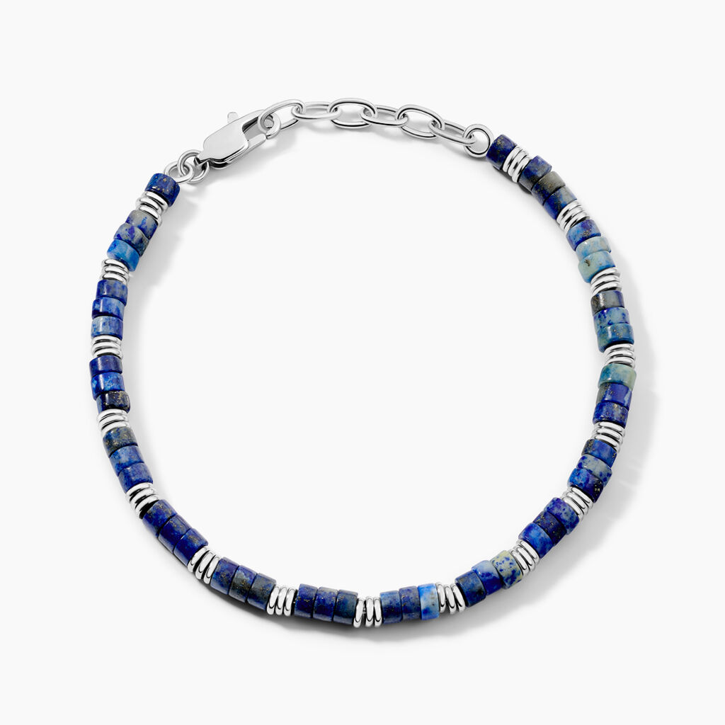 Bracelet Jourdan Arttu Acier Argent&eacute; Lapis Lazuli - Bracelets cha&icirc;nes Homme | Marc Orian
