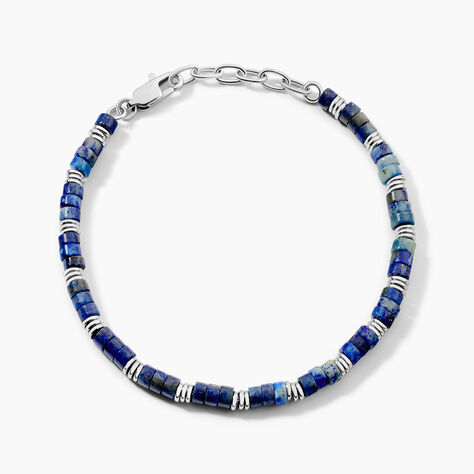 Bracelet Jourdan Arttu Acier Argent&eacute; Lapis Lazuli - Bracelets cha&icirc;nes Homme | Marc Orian