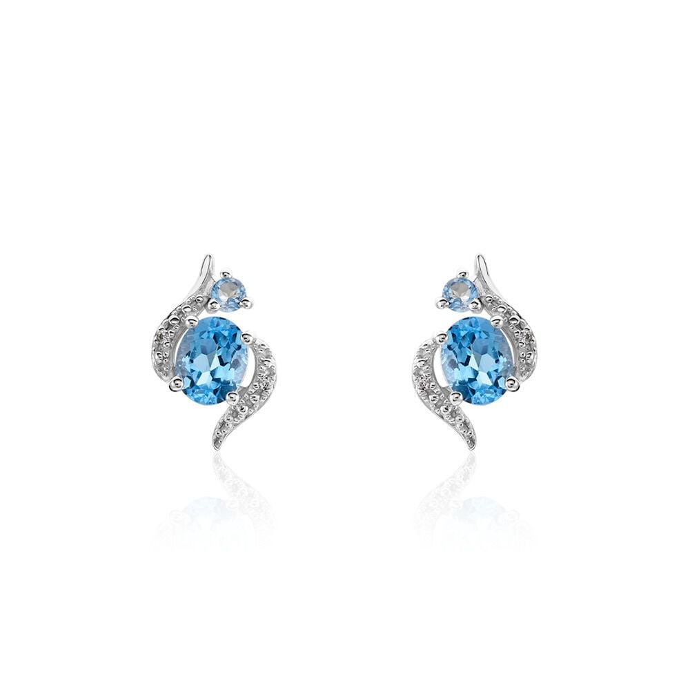 Boucles D'oreilles Puces Sunset Or Blanc Topaze Oxyde - Puces Femme | Marc Orian