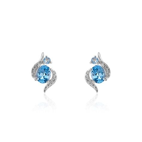 Boucles D'oreilles Puces Sunset Or Blanc Topaze Oxyde - Puces Femme | Marc Orian