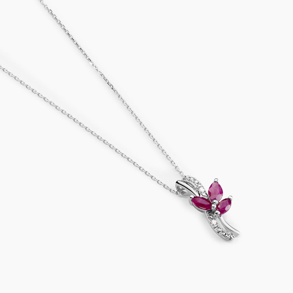 Collier Angie Or Blanc Diamant Et Rubis - Colliers avec pierres Femme | Marc Orian