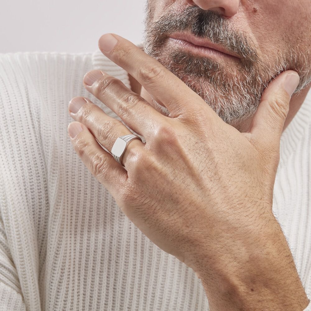 Chevalière Argent Blanc Charites - Chevalières Homme | Marc Orian