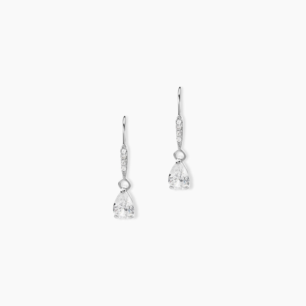 Boucles D'oreilles Pendantes Adib Or Blanc Oxyde De Zirconium - Pendantes Femme | Marc Orian