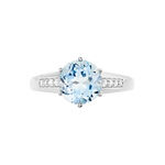 Bague Solitaire Adyl Or Blanc Turquoise Et Oxyde De Zirconium - Bagues pierres fines Femme | Marc Orian