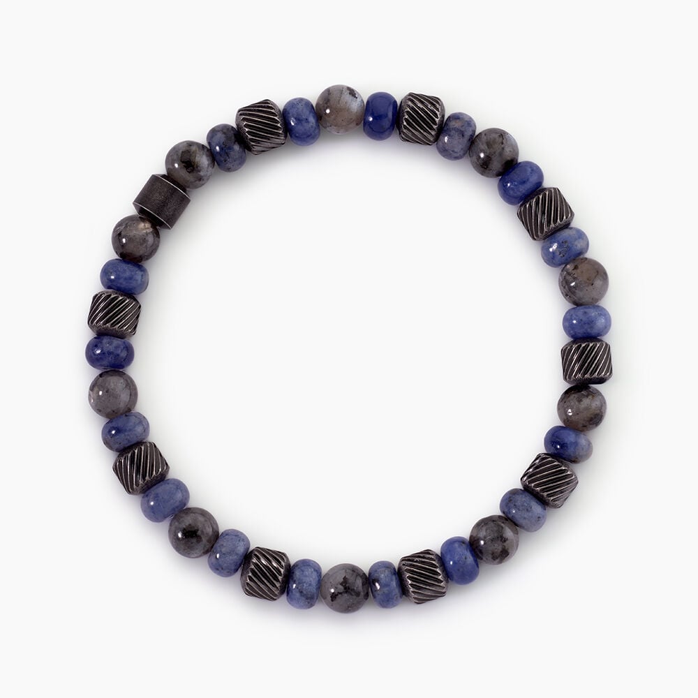 Bracelet Naturel Acier Argent&eacute; Sodalite Labradorite - Bracelets cha&icirc;nes Homme | Marc Orian