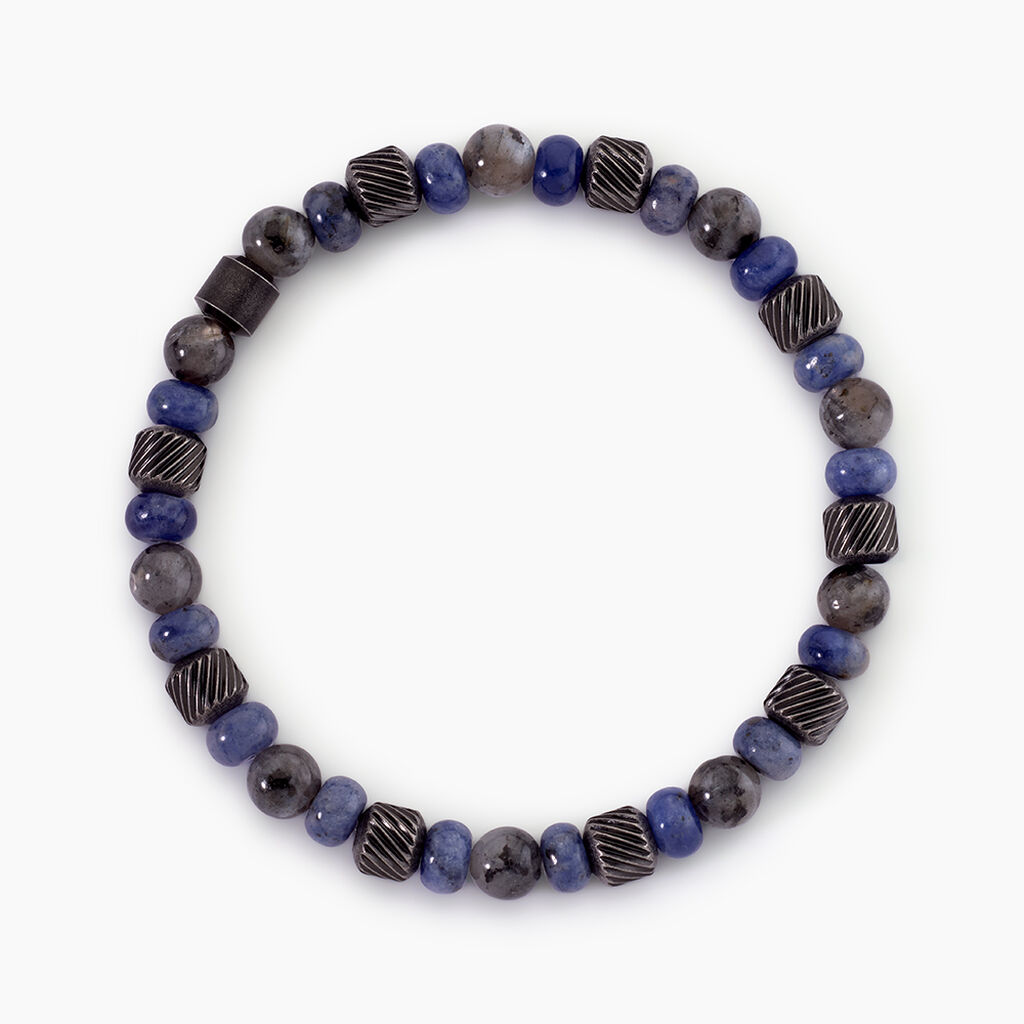 Bracelet Naturel Acier Argent&eacute; Sodalite Labradorite - Bracelets cha&icirc;nes Homme | Marc Orian