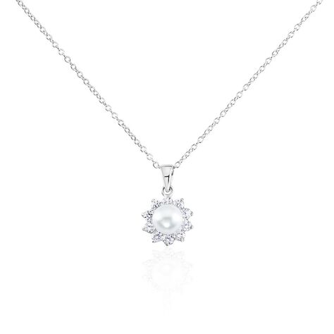 Collier Argent Blanc Cheri Perle De Culture Oxydes De Zirconium - Colliers avec pierres Femme | Marc Orian