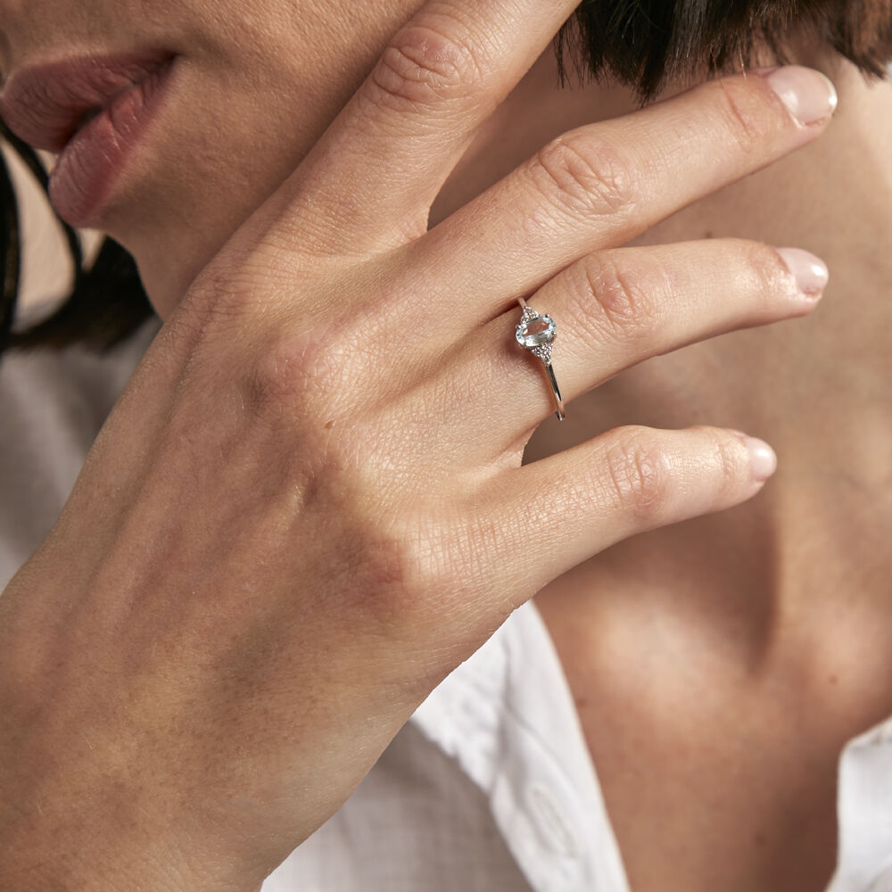 Bague Diapre Or Blanc Topaze Oxyde De Zirconium - Bagues pierres fines Femme | Marc Orian